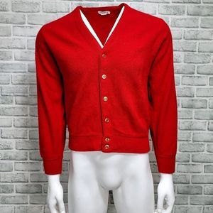 Vintage 50s Joseph Horne Co The Mens Store Mens S Red Wool‎ Cardigan Sweater